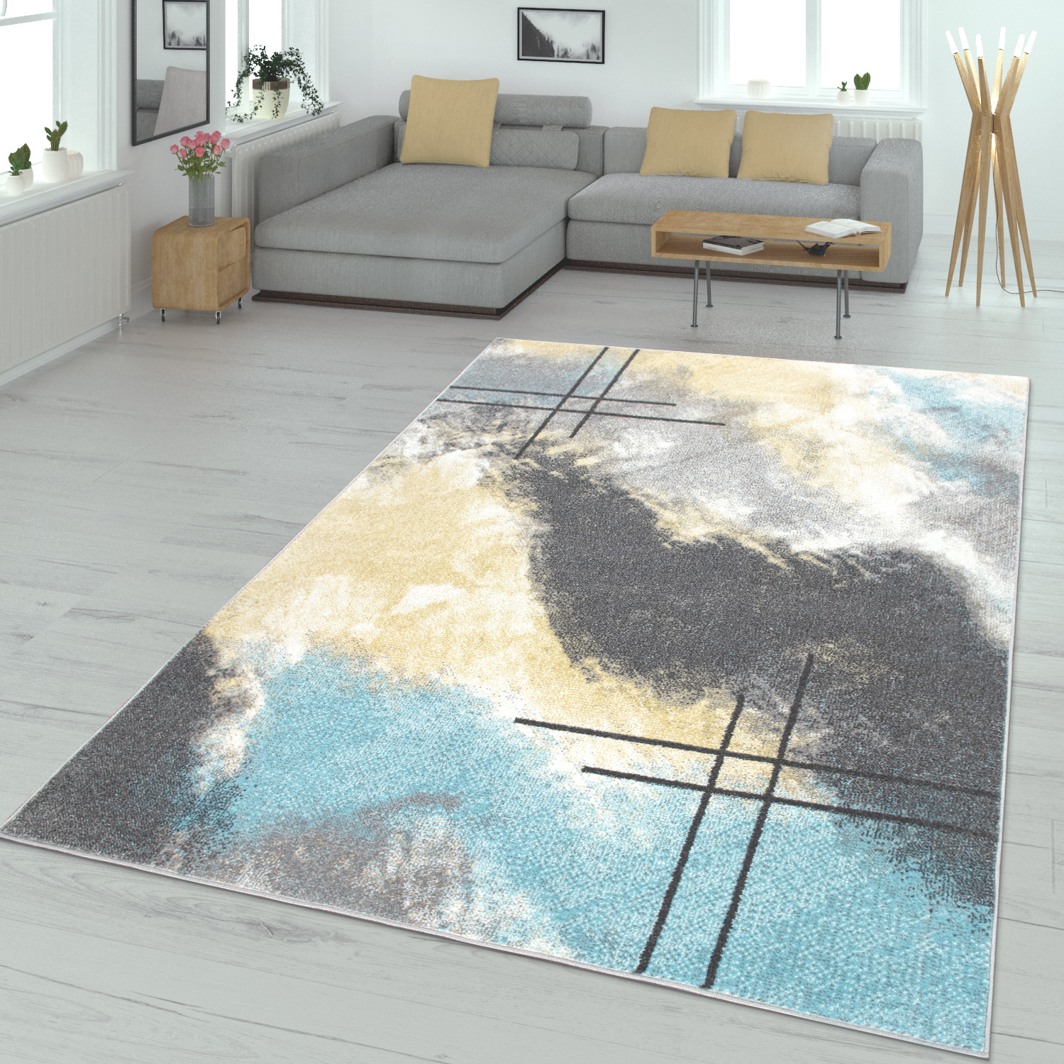 Teppich Für Wohnzimmer, Mit Farbverläufe In Pastellfarben, Abstrakt In