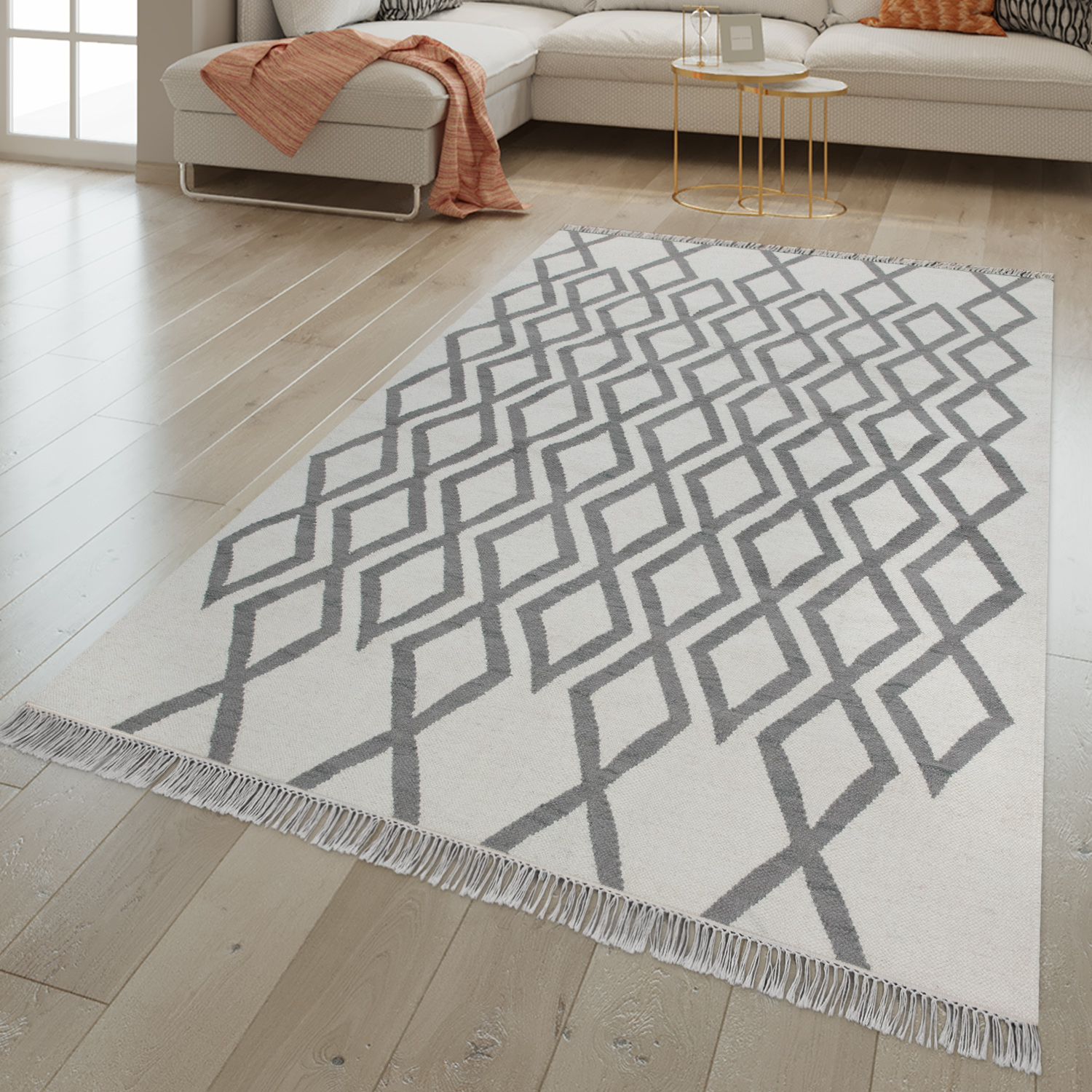 Buffalo Tappeto A Quadri Bufalo 90x300 Cm - Cotone Tessuto A Mano, Lavabile