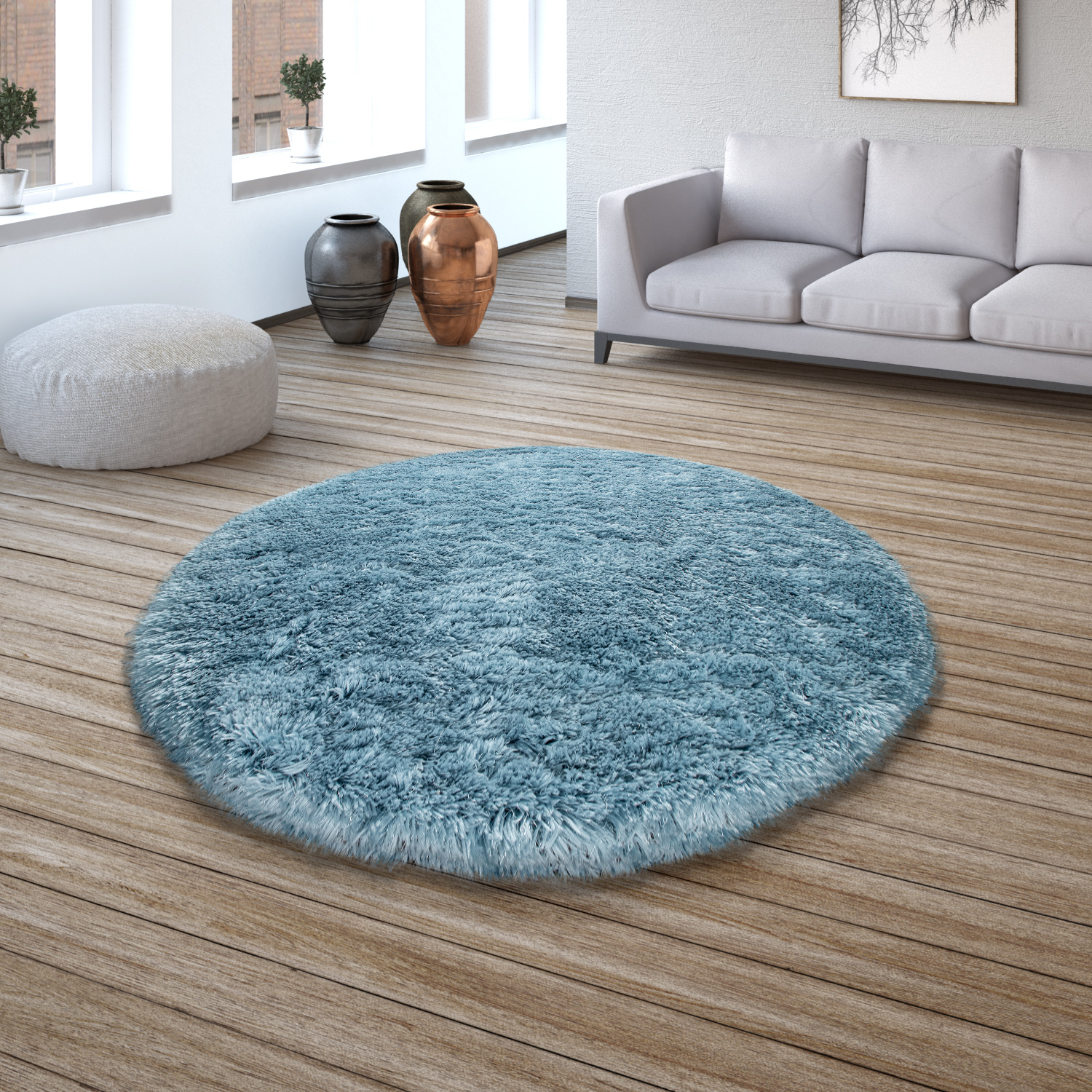 Wohnzimmer Hochflor Teppich Shaggy Soft Und Weich Pastell Unifarben, In