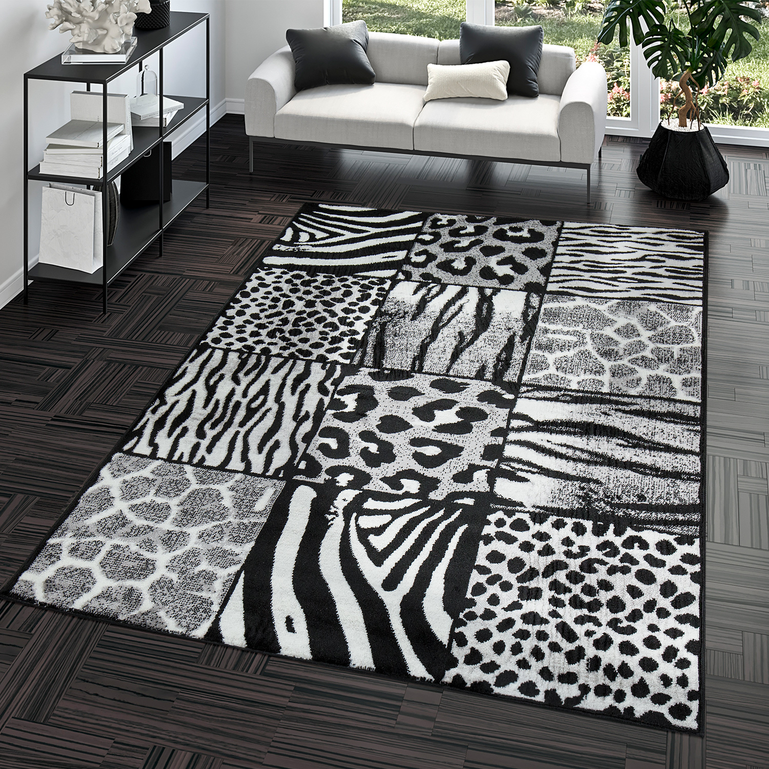 Moderner Wohnzimmer Teppich Animal Muster Patchwork Design Kurzflor ... Moderner Wohnzimmer Teppich Animal Muster Patchwork Design Kurzflor ...