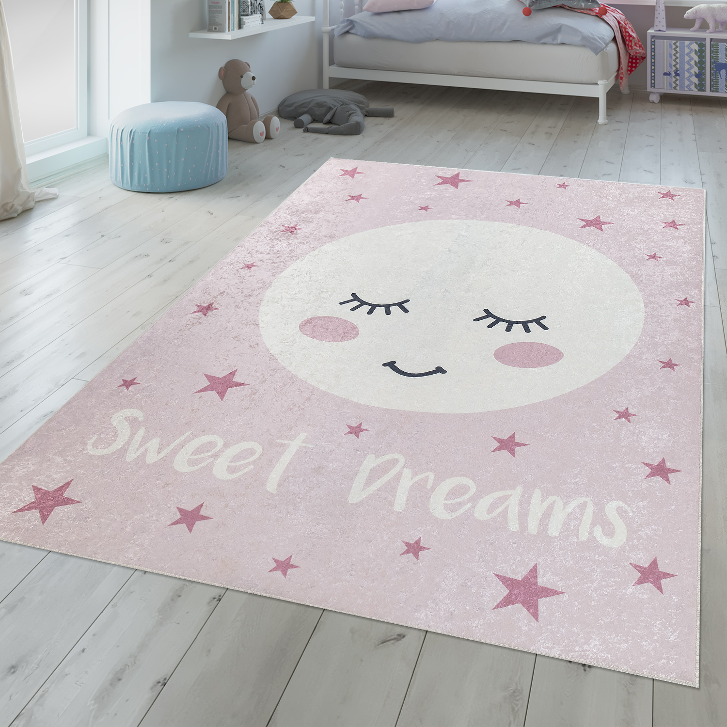 Alfombra infantil rosa con n/úmeros