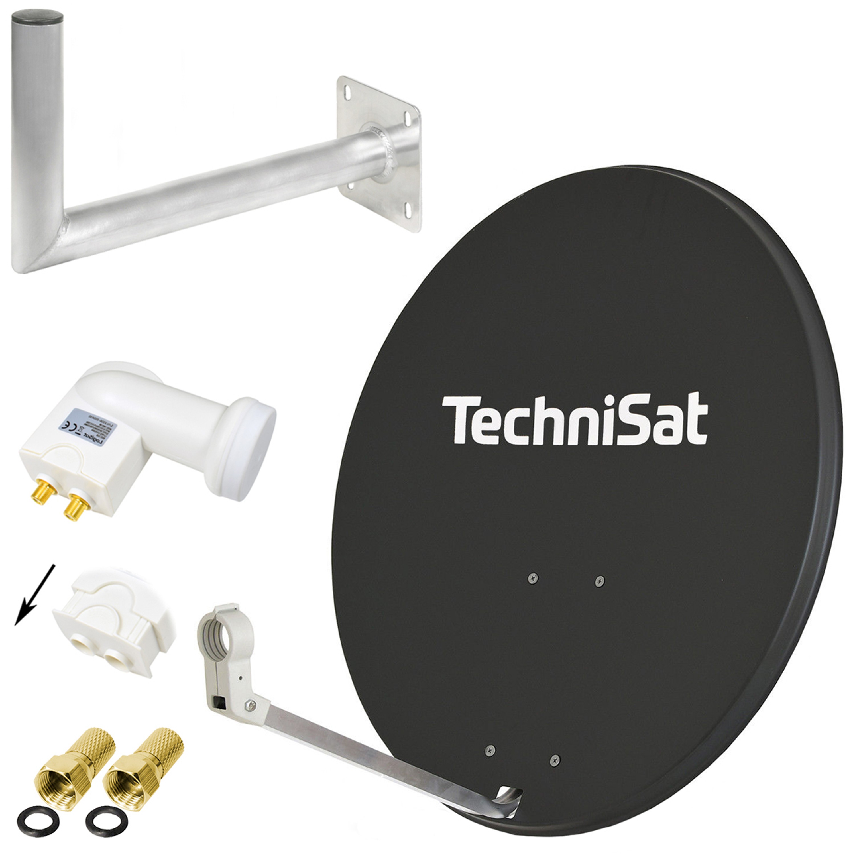 80cm HD Sat Anlage Digital Twin LNB 4 Teilnehmer Schüssel Antenne