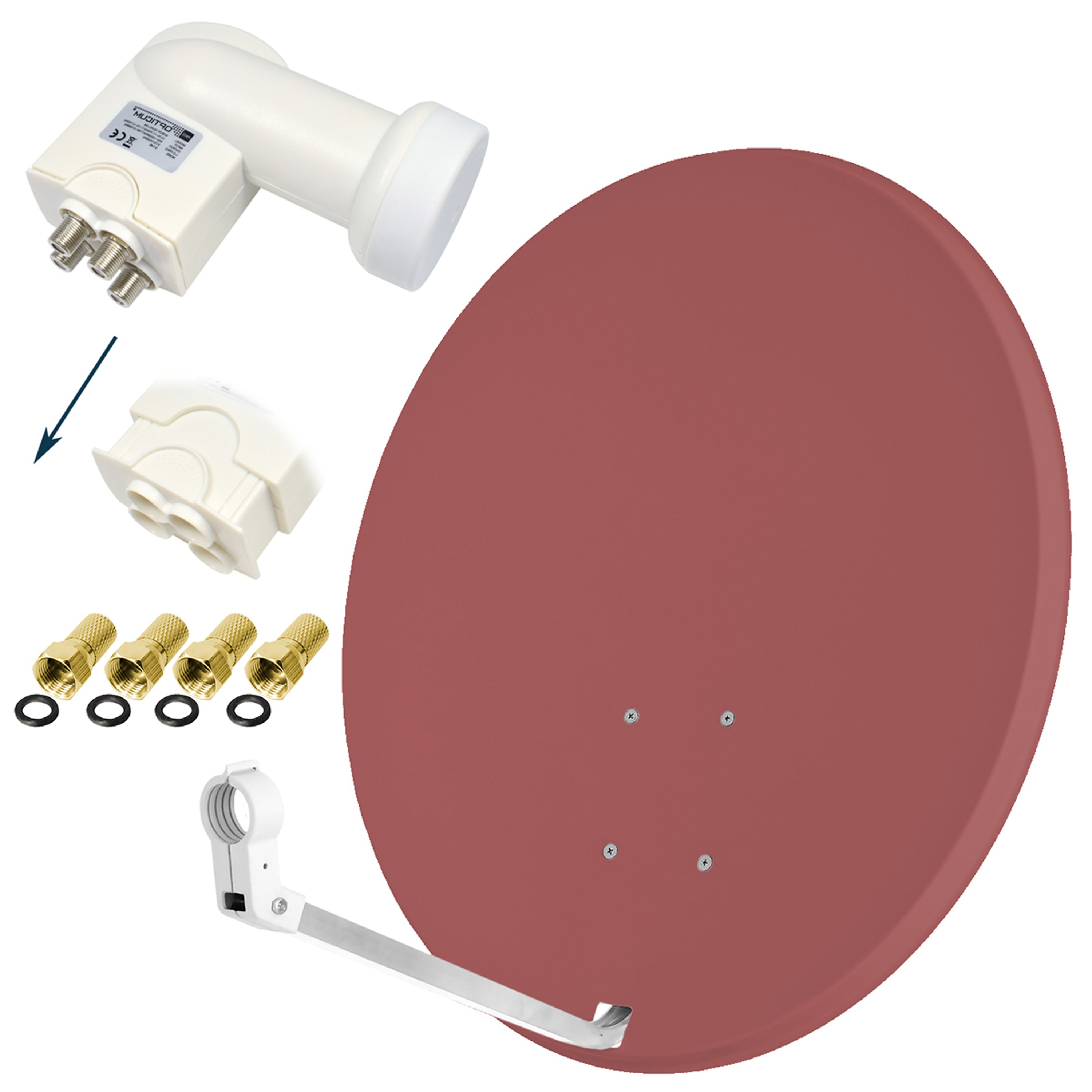 Sat Schüssel 80 Cm Mit Quad Lnb 4 Teilnehmer SAT Anlage Opticum 80cm Spiegel Schüssel + Quad LNB HD r 4 Teilnehmer