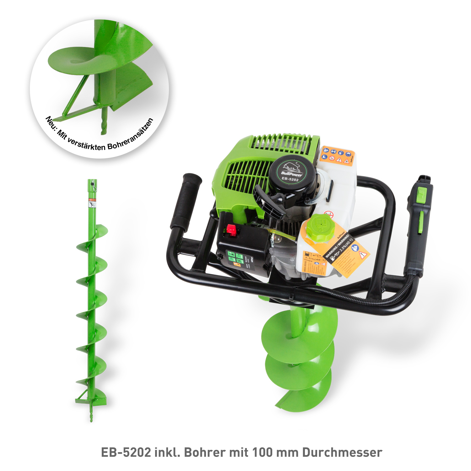 VEVOR Benzin Erdbohrer 52CC | 1450W | Mit 8 Zoll Bohrkrone | Für Garten Und Acker