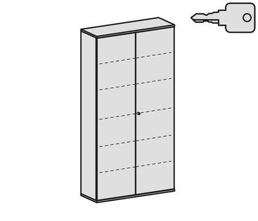  Flügeltürenschrank, 5 Dekor-Einlegeböden, abschließbar, 1200x425x2304, Lichtgrau/Nussbaum  