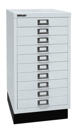  Bisley MultiDrawer™, 29er Serie mit Sockel, DIN A3, 10 Schubladen, Farbe lichtgrau  