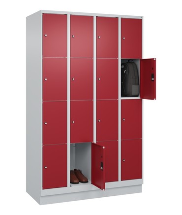  C+P Schließfachschrank Classic PLUS, Sockel, 4 Abteile, 1950x1200x500mm, 7035/30  