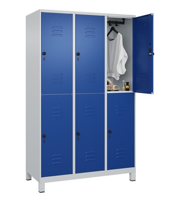  C+P Doppelstock-Spind Classic PLUS, Füße, 3 Abteile, 1950x1200x500mm, 7035/5010  