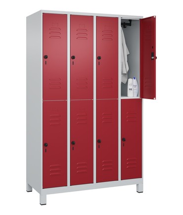  C+P Doppelstock-Spind Classic PLUS, Füße, 4 Abteile, 1950x1200x500mm, 7035/3003  