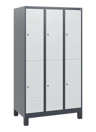  C+P Doppelstock-Spind Classic PLUS, Füße, 3 Abteile, 1630x900x500mm, 7016/7035  