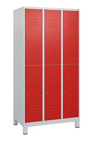  C+P Doppelstock-Spind Classic PLUS, Füße, 3 Abteile, 1800x900x500mm, 7035/3020  