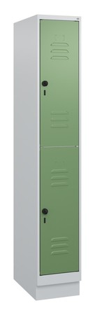  C+P Doppelstock-Spind Classic PLUS, Sockel, 1 Abteil, 1800x300x500mm, 7035/6011  