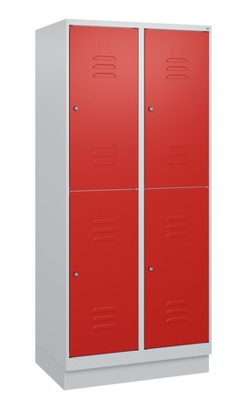  C+P Doppelstock-Spind Classic PLUS, Sockel, 2 Abteile, 1800x800x500mm, 7035/3020  