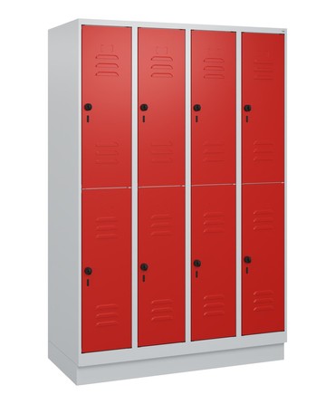  C+P Doppelstock-Spind Classic PLUS, Sockel, 4 Abteile, 1800x1200x500mm, 7035/302  