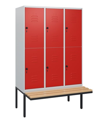  C+P Doppelstock-Spind Classic PLUS, Bank, 3 Abteile, 1950x1200x815mm, 7035/3020  