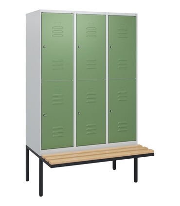  C+P Doppelstock-Spind Classic PLUS, Bank, 3 Abteile, 1950x1200x815mm, 7035/6011  