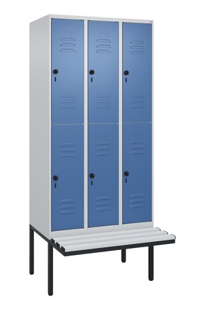  C+P Doppelstock-Spind Classic PLUS, Bank, 3 Abteile, 2120x900x815mm, 7035/5023  