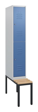  C+P Doppelstock-Spind Classic PLUS, Bank, 1 Abteil, 1950x300x815mm, 7035/5023  