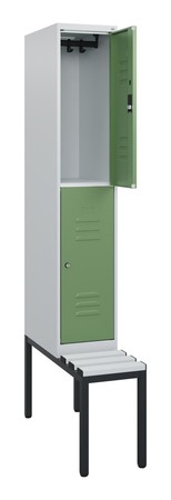  C+P Doppelstock-Spind Classic PLUS, Bank, 1 Abteil, 1950x300x815mm, 7035/6011  