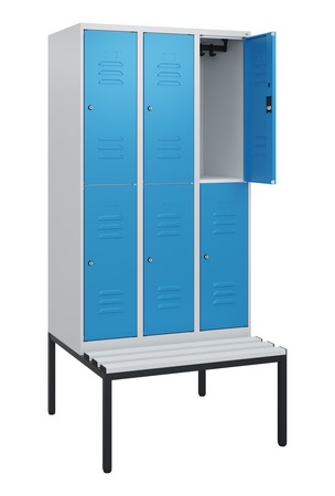  C+P Doppelstock-Spind Classic PLUS, Bank, 3 Abteile, 1950x900x815mm, 7035/5012  