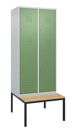  C+P Doppelstock-Spind Classic PLUS, Bank, 2 Abteile, 2120x800x815mm, 7035/6011  