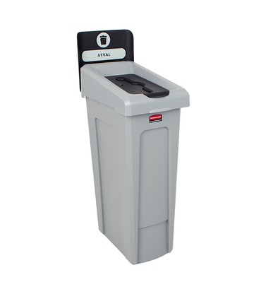  Slim Jim Recyclingstation Restmüll Geschlossenem Deckel Grau, Schwarz Rubbermaid  