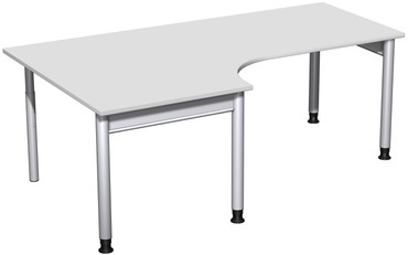  Geramöbel PC-Schreibtisch links höhenverstellbar, 2000x1200x680-820, Lichtgrau/Silber  