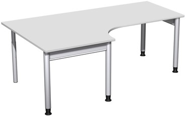  Geramöbel PC-Schreibtisch links höhenverstellbar, 2000x1200x680-820, Lichtgrau/Silber  