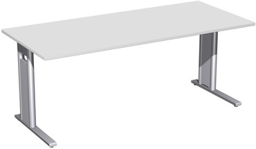  Geramöbel Schreibtisch starr, C Fuß Blende optional, 1800x800x720, Lichtgrau/Silber  
