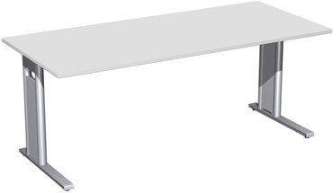 Geramöbel Schreibtisch starr, C Fuß Blende optional, 1800x800x720, Lichtgrau/Silber  