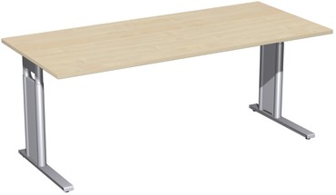  Geramöbel Schreibtisch höhenverstellbar, C Fuß Blende optional, 1800x800x680-820, Ahorn/Silber  