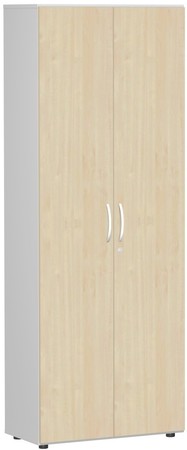  Geramöbel Garderobenschrank mit ausziehbarem Garderobenhalter, mit Standfüßen, inkl. Türdämpfer, abschließbar, 800x420x2160, Ahorn/Lichtgrau  