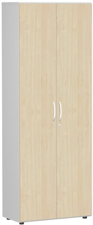  Geramöbel Garderobenschrank mit ausziehbarem Garderobenhalter, mit Standfüßen, inkl. Türdämpfer, abschließbar, 800x420x2160, Ahorn/Lichtgrau  