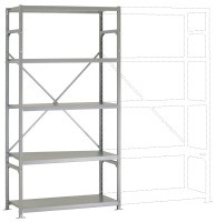  Leichtes Fachboden-Steckregal Grundregal mit 5 Stahlböden, HxBxT = 2000 x 1030 x 400 mm  
