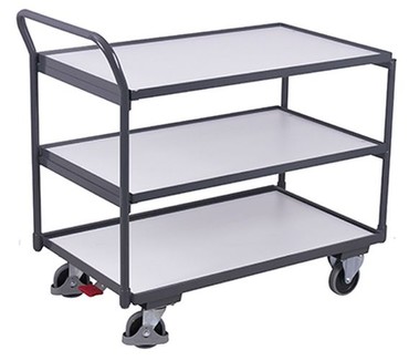  ESD Tischwagen mit 3 Ladeflächen RAL7024 Graphitgrau Rollwagen Etagenwagen  