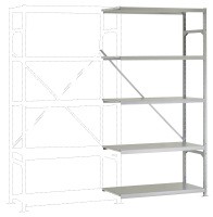  Leichtes Fachboden-Steckregal Anbauregal mit 5 Stahlböden, HxBxT = 2000 x 1000 x 400 mm  