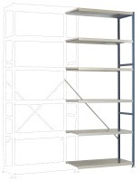  Schweres Fachboden-Steckregal Anbauregal mit 6 Stahlböden, HxBxT = 2500 x 1000 x 300 mm  