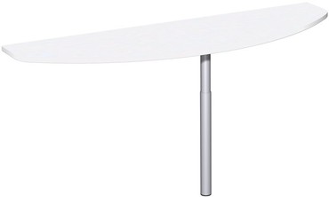  Anbautisch mit Stützfuß, inkl. Verkettungsmaterial, höhenverstellbar, 1600x500x680-800, Weiß/Silber  