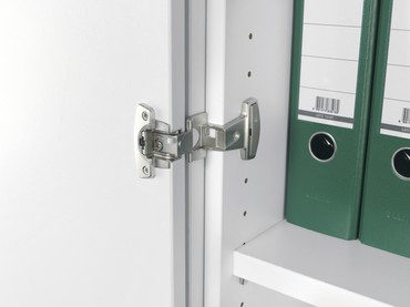 Modulschrank 1. - 3. OH Hängeregistratur mit Zentralverriegelung und Auszugssperre, abschließbar, 4. - 6. OH Regal, 2 Dekor-Einlegeböden, Wandbefestigung erforderlich, 1000x425x2304, Weiß/Weiß  