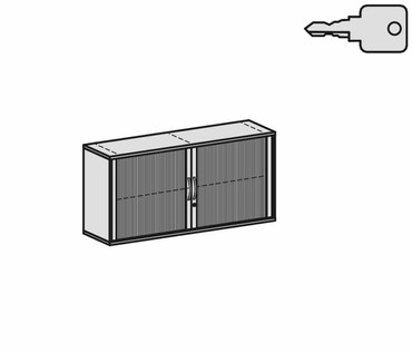  Querrollladenschrank mit Mittelseite, 2 Dekor-Einlegeböden, abschließbar, 1600x425x768, Silber/Weiß  