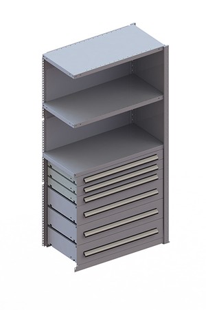  CLIP 100 AR Modul 2000 x 1000 x 500 RAL 7035 kpl. mit 2 Böden und je 3 Schubladen 100 und 200 mm ( Schrankmodul )  