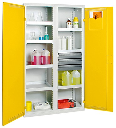  Umweltschrank SR-5, RAL 7035/1003, 7 Auffangwannen, 3 Schubladen (3x100 mm)  