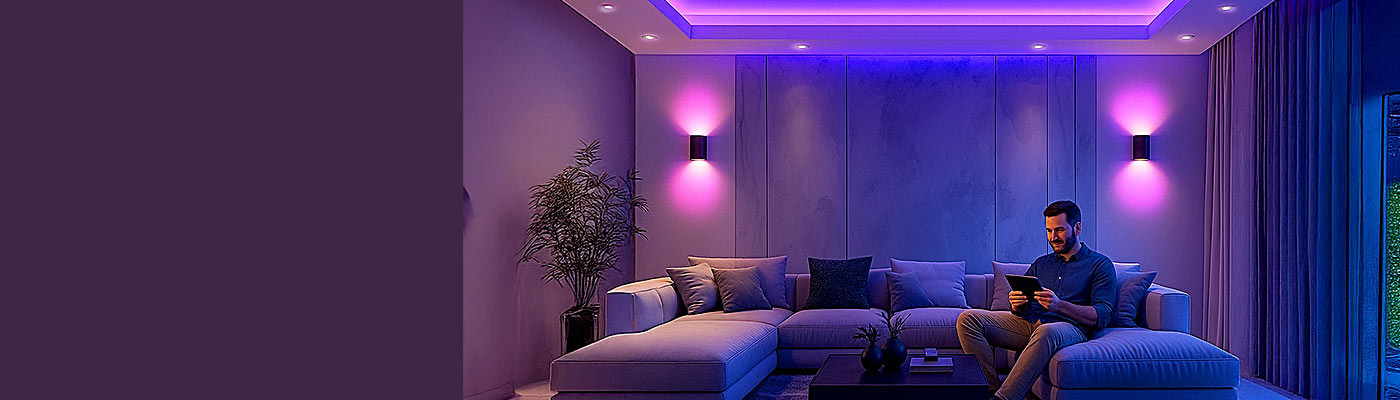 Farbenfrohe Wohnzimmer Beleuchtung mit smarten LED Lampen