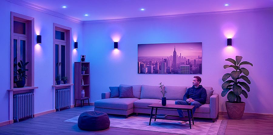Smart Home LED Beleuchtung im Wohnzimmer