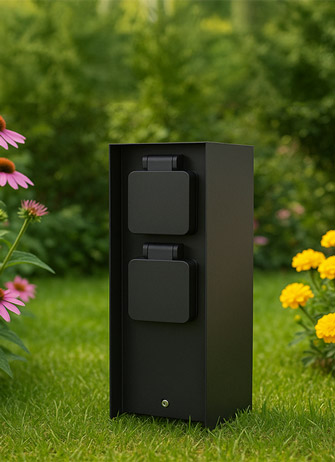 Steckdosensäule ZAVO mit 2 Steckdosen - Outdoor Garten Stromversorgung IP44