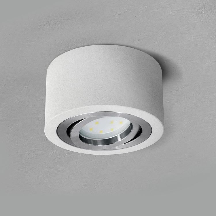Flacher Decken-Aufbau-Spot Alu weiß, schwenkbar, inkl. LED-Modul 5W