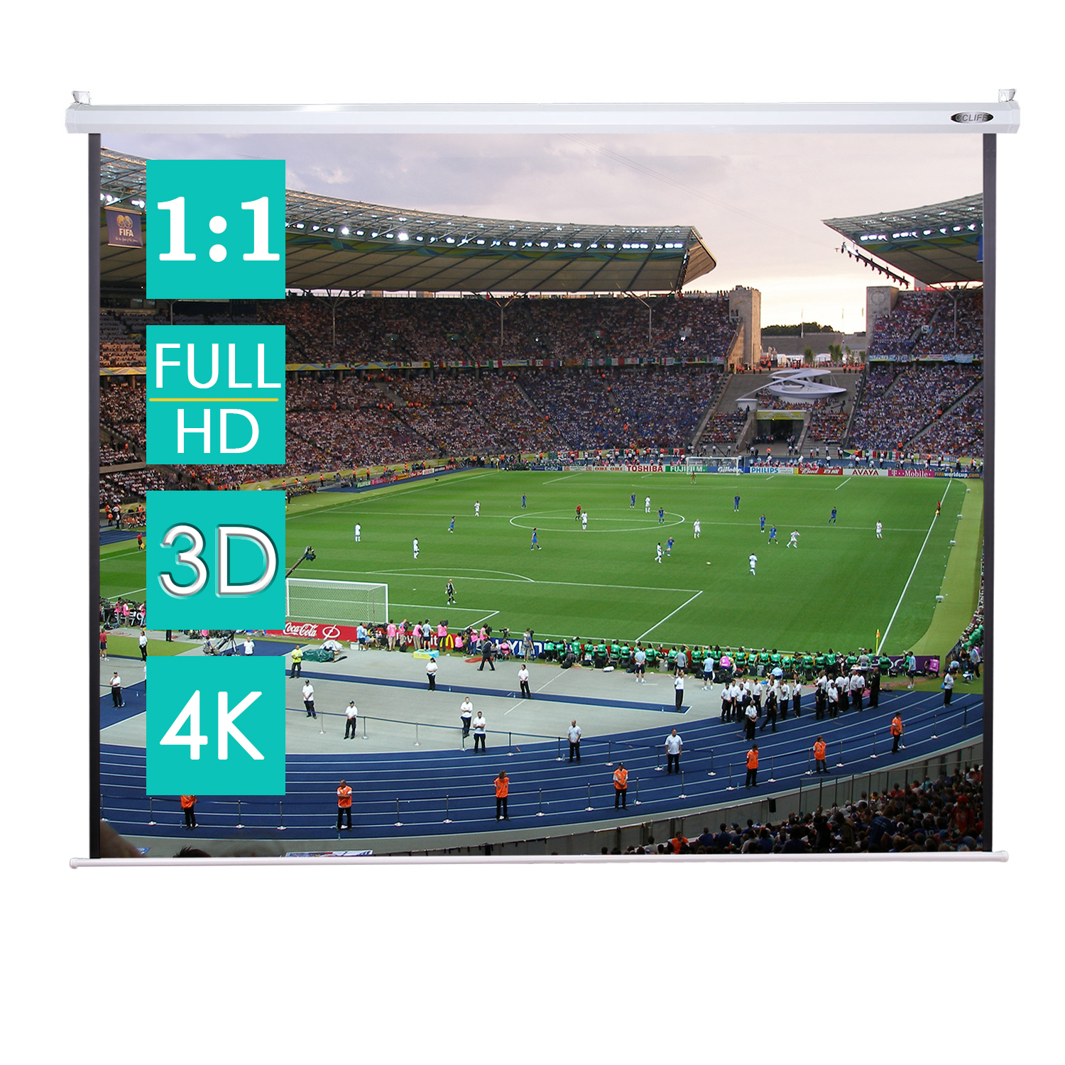 Heimkino Beamer Projektor Leinwand Rollo Beamerleinwand 3D 4K Full 1:1 178x178