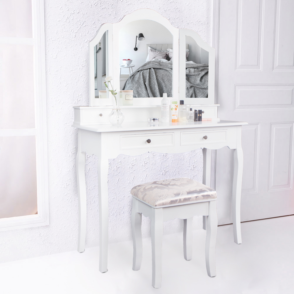 Schminktisch Frisiertisch Kosmetiktisch Kommode Spiegel weiß modern