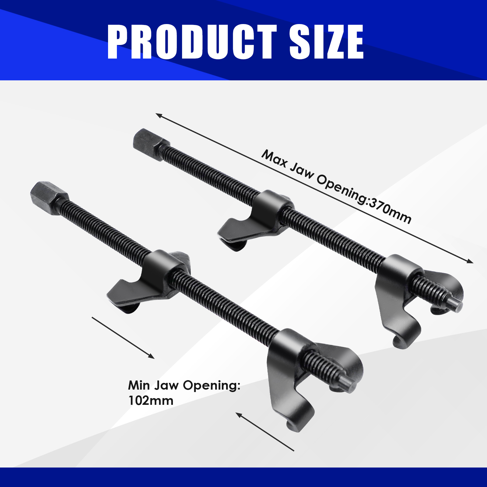 Federspanner Auto GEPCO KFZ Federspanner Set Montagespanner Tuning Tieferlegung Stoßdämpfer 370mm Universal 2-TLG 2-teiliger Spanner Für Federung