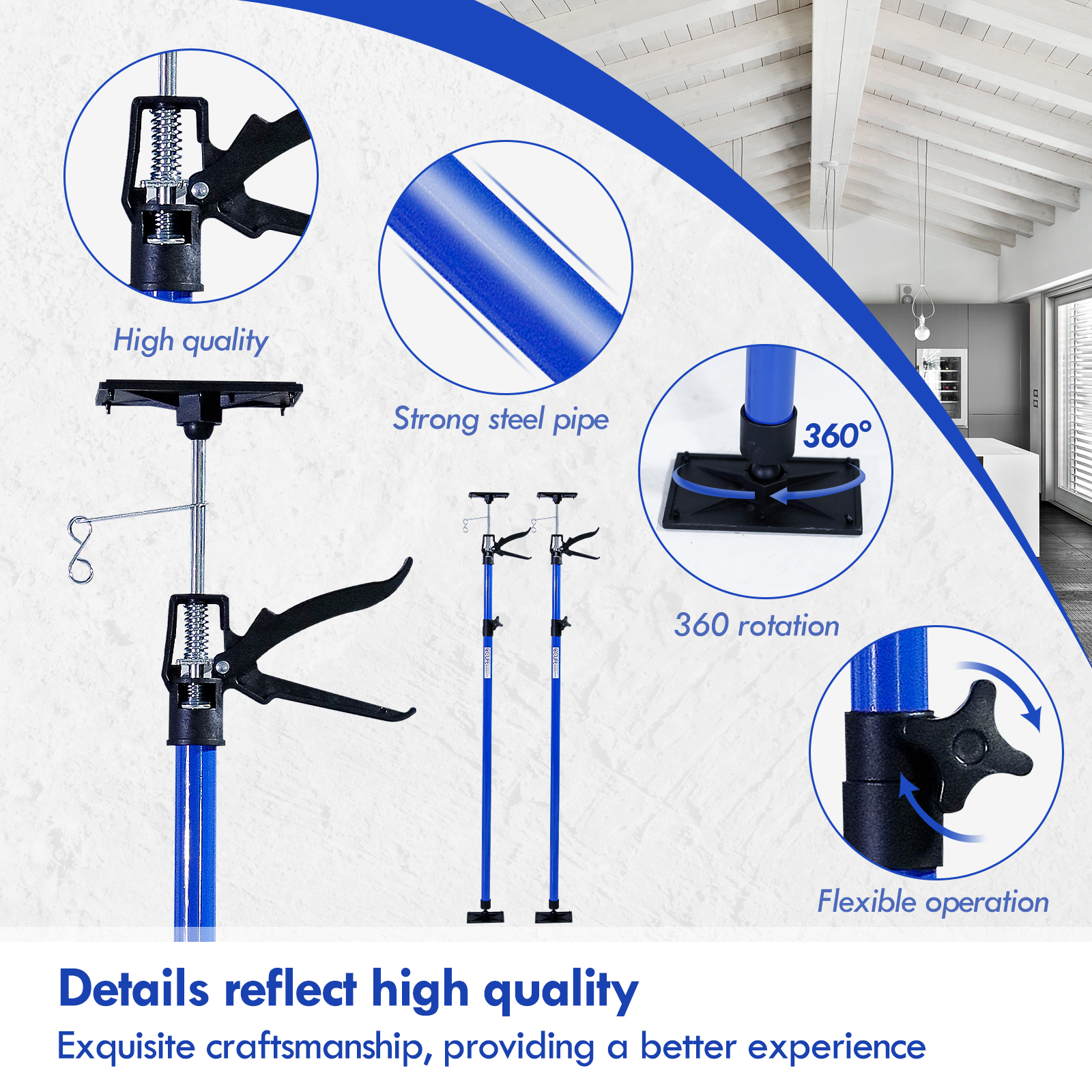 Guolich Teleskopstütze 2 Stück - Höhenverstellbar 55-115cm Bis 40kg Belastung